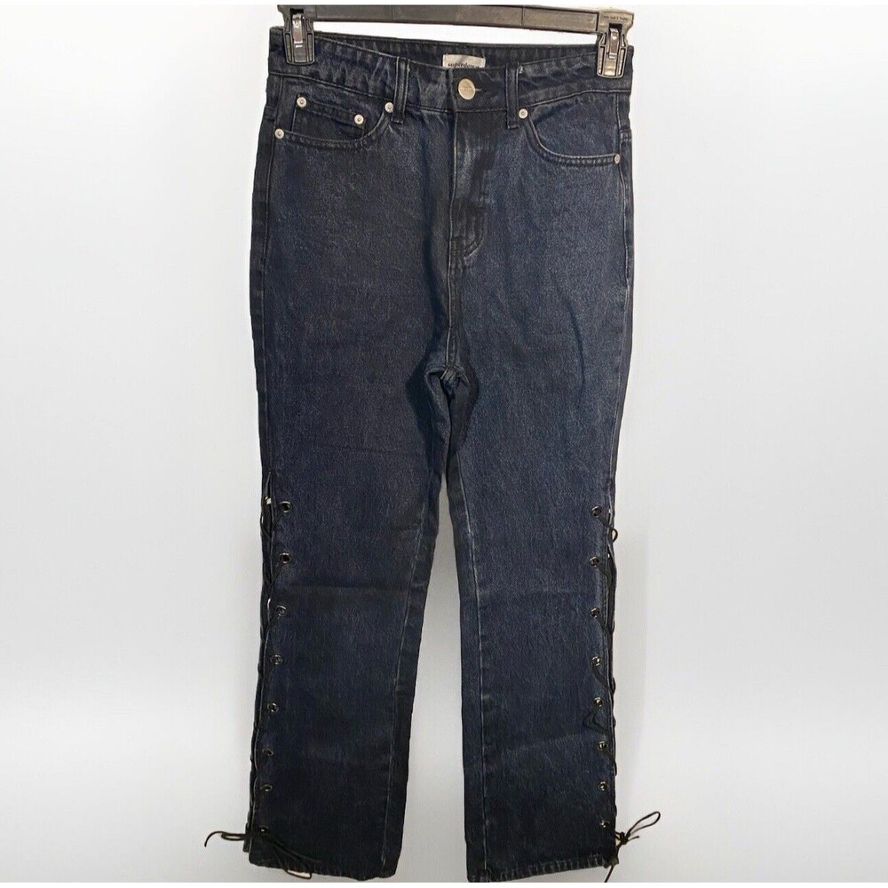 Superdown Jayda Lace Up Legs Size 27 Dark Denim Jeans